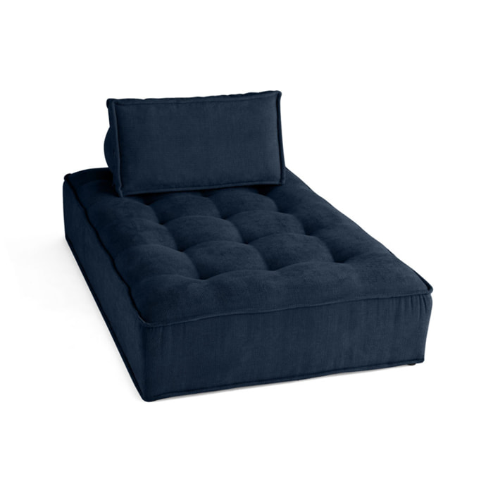 Marisol - module d'assise méridienne - velours texturé - Bleu