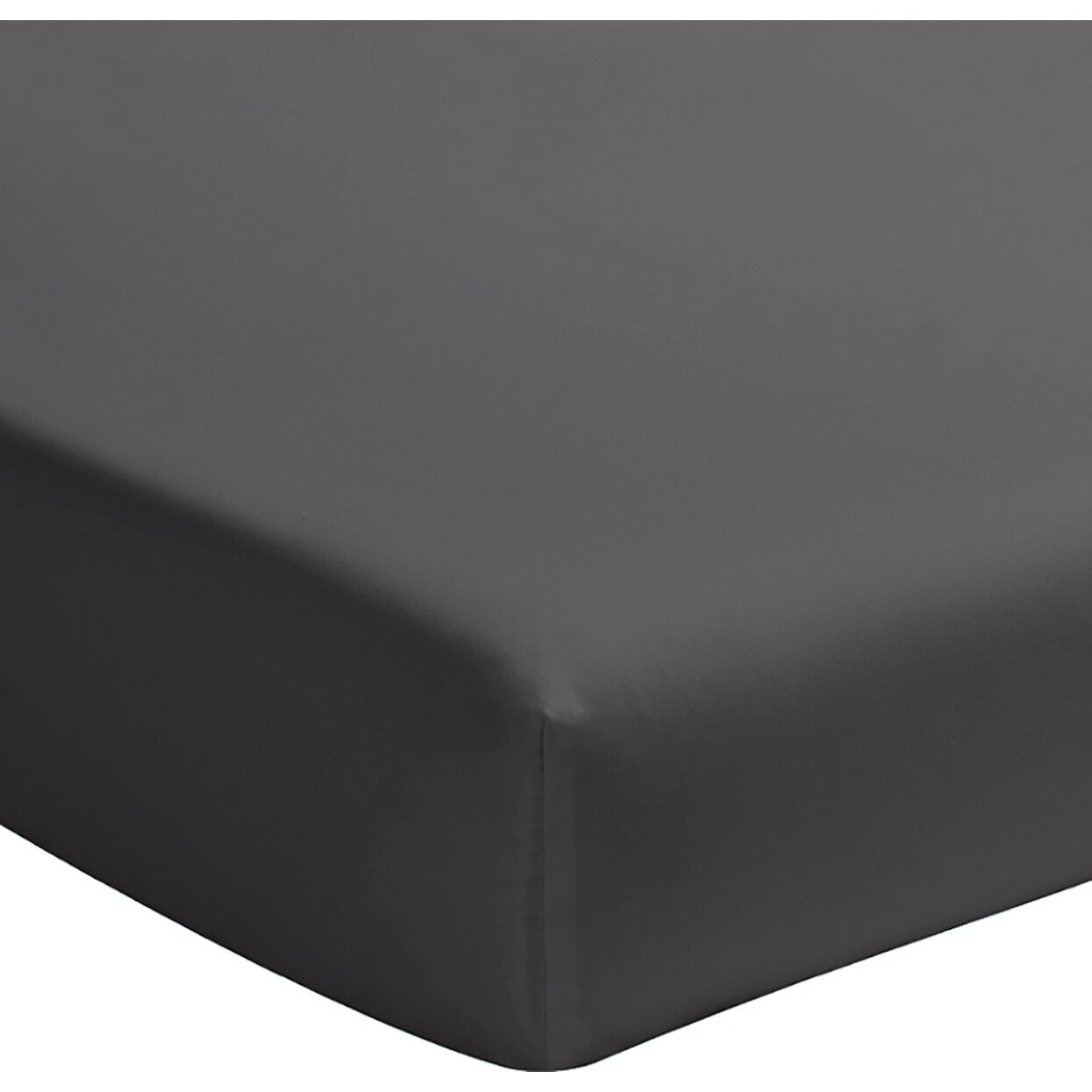 Drap housse percale de coton gris anthracite