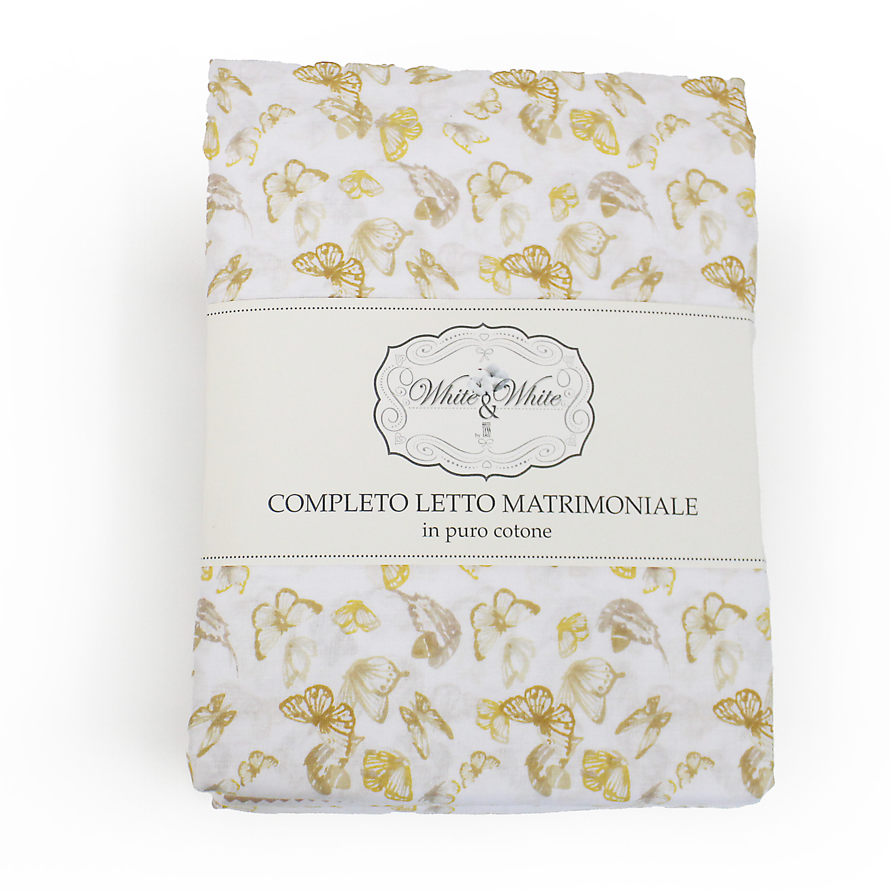 TESS HOME COLLECTION Completo letto matrimoniale Farfalle in Puro Cotone