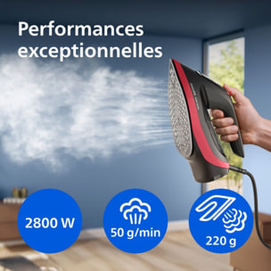 Fer à repasser PHILIPS DST6130/40 fer à vapeur Série 6000 Noir/Rouge, 2600W