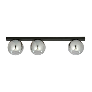 Lampada a sospensione FIT in acciaio nero con diffusori in vetro grafite