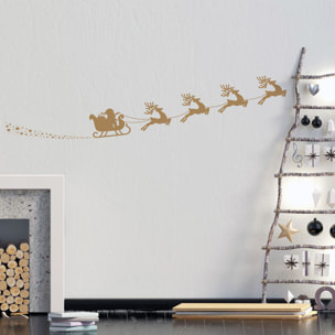 Sticker Noël traineau du père noël et les rennes - Autocollants stickers adhésifs noël - décoration fêtes