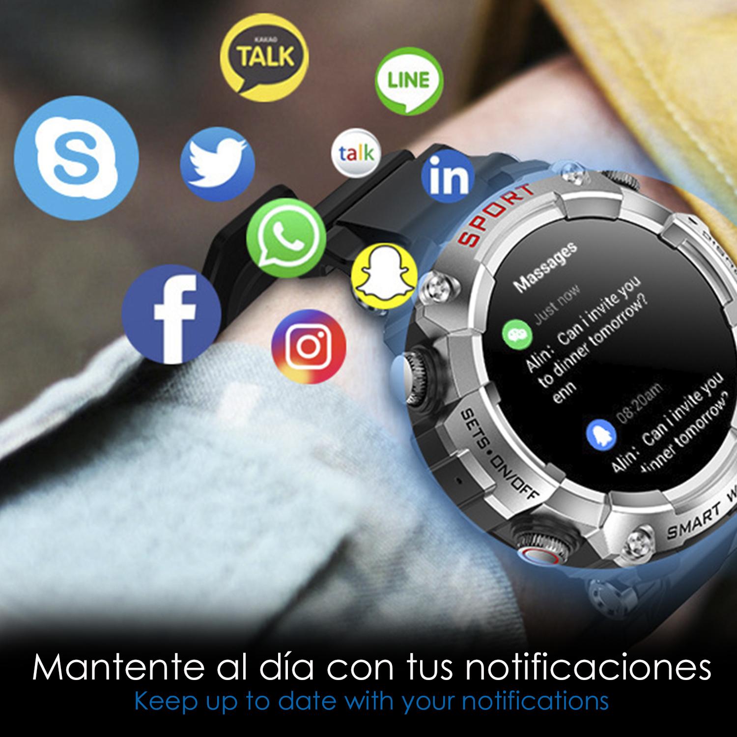 DAM Smartwatch T96 con auriculares TWS intergados. Reproducción musical del propio smartwatch y externa. Funciones deportivas y salud. 5,3x1,6x5,3 Cm. Color: Negro