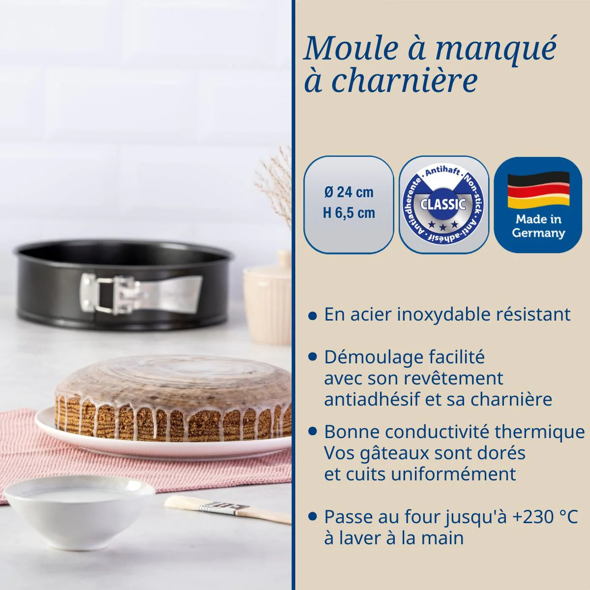 Ensemble de 2 Moules à manqué à charnière 24 cm Dr.Oetker Tradition