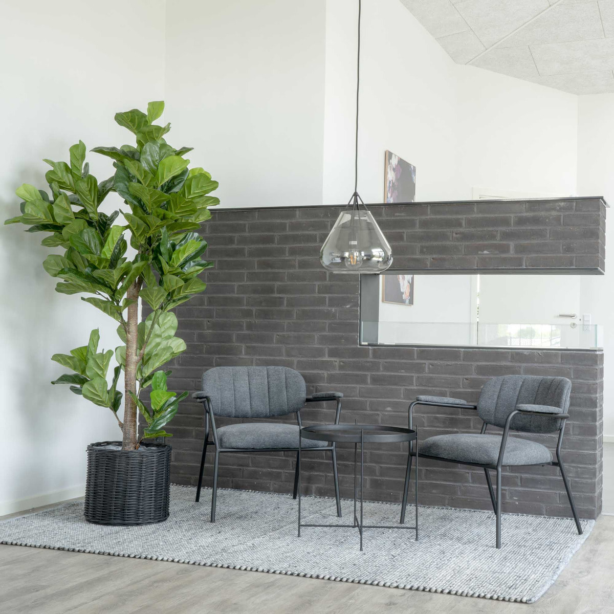 Ficus lyrata artificiale Fiddle Leaf Tree verde H 190 cm