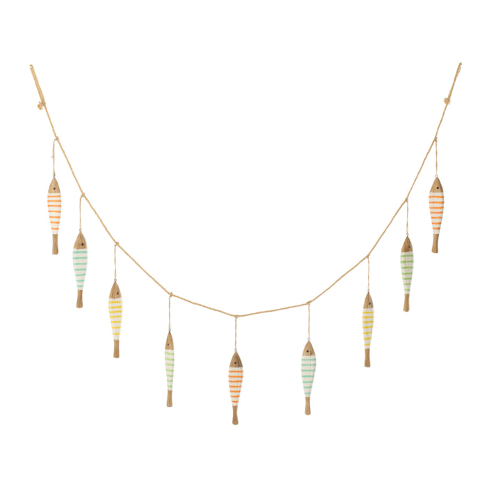J-Line Guirlande Poisson - bois - multicolore