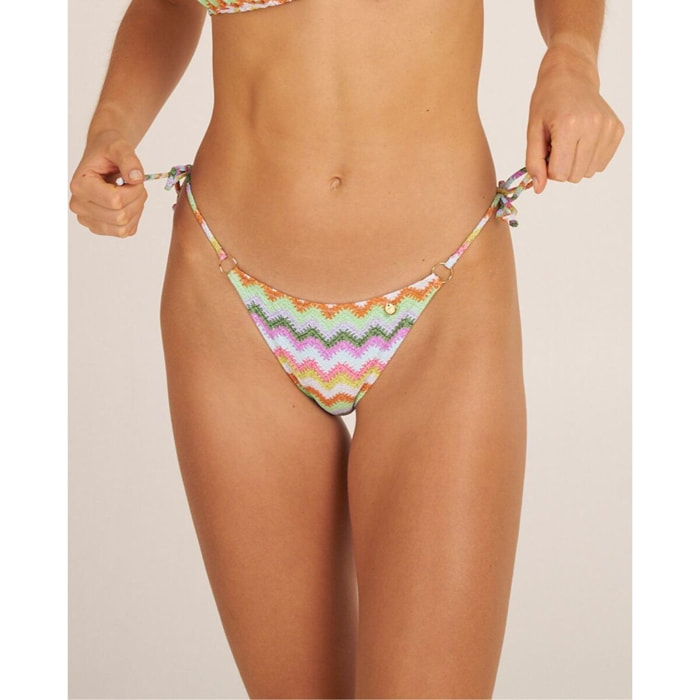 Braga de bikini con lazos y estampado zigzag