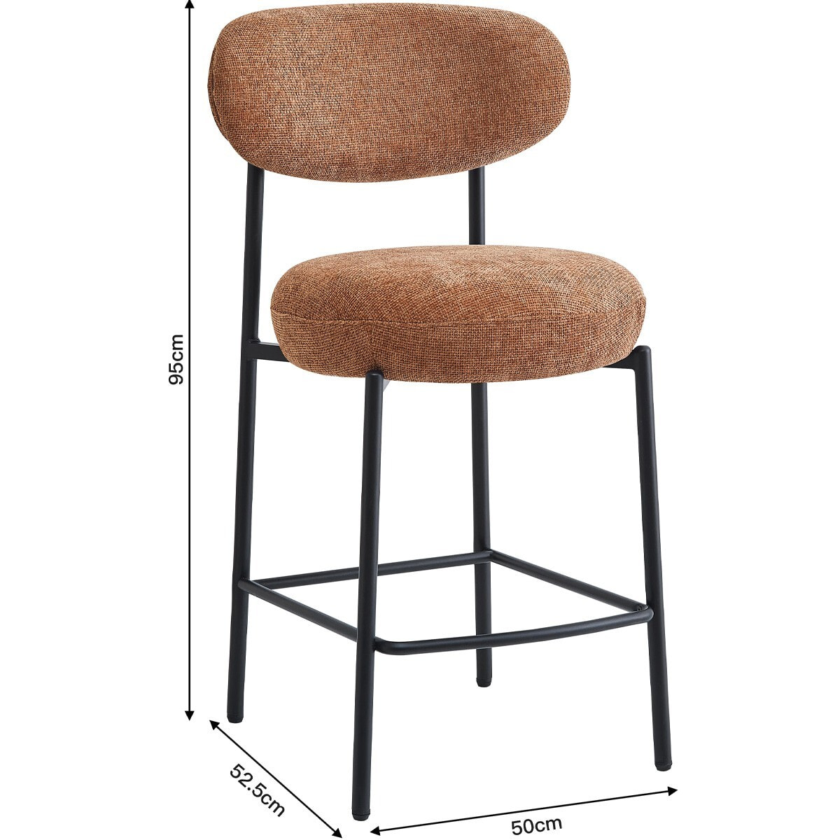 Lot de 2 tabourets de bar en tissu chenille - ORLA