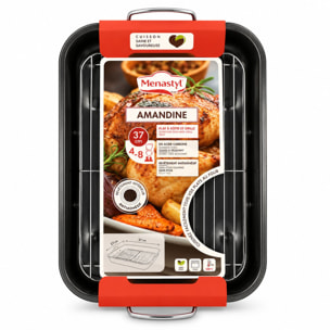 Plat rôtisserie avec grille en acier carbone 43,5 x 29cm AMANDINE
