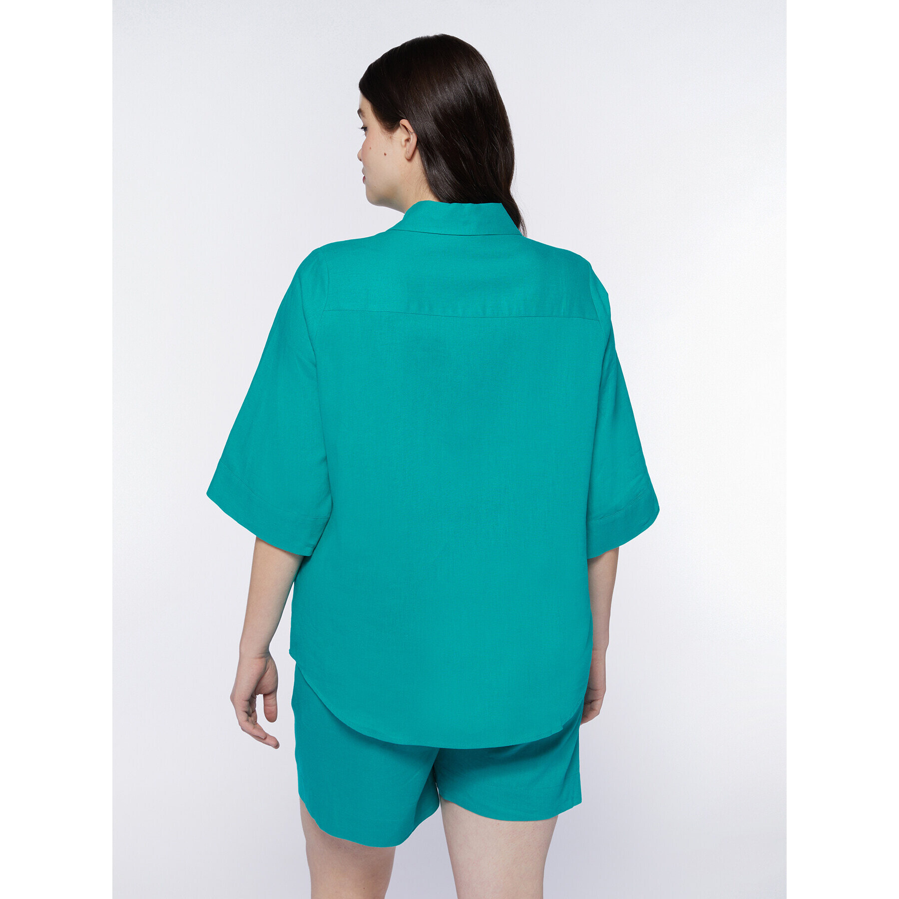 Fiorella Rubino - Camicia relaxed fit in lino e viscosa - Verde acqua