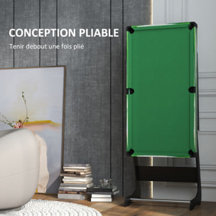 Mini table de billard pliable avec accessoires - dim. 104L x 55,5l x 68H cm - acier MDF noir vert