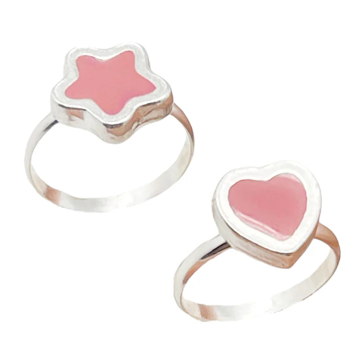Pareja anillos Colors en plata 10µm y color rosa