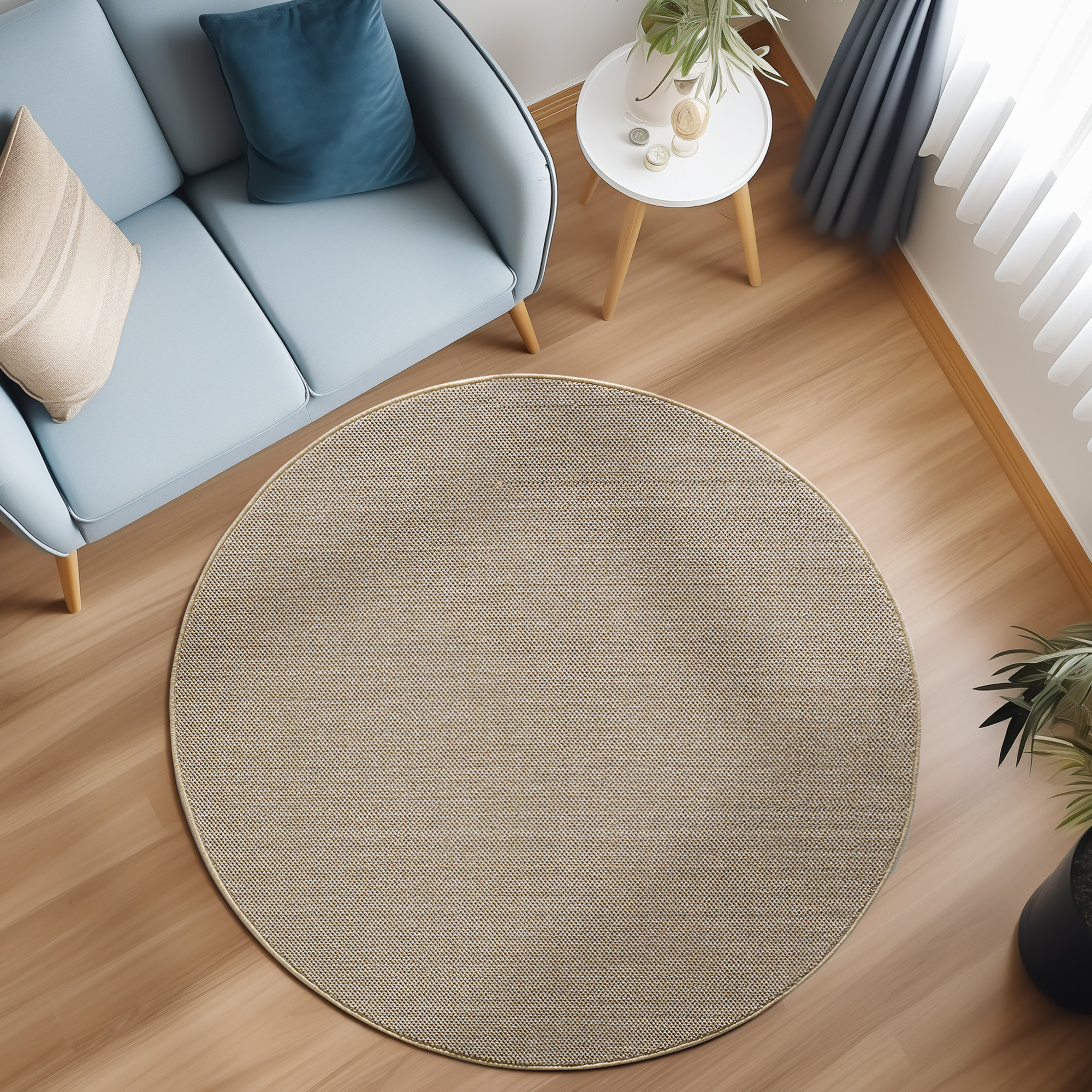 MORELIA - Tapis rond moderne aspect laine bouclée Beige