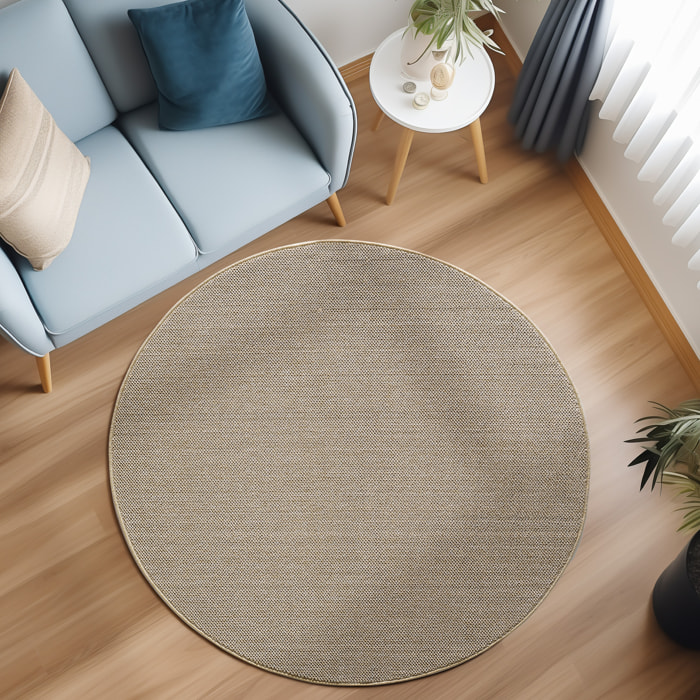 MORELIA - Tapis rond moderne aspect laine bouclée Beige