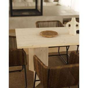 Mesa de comedor de madera maciza en tono natural de varias medidas