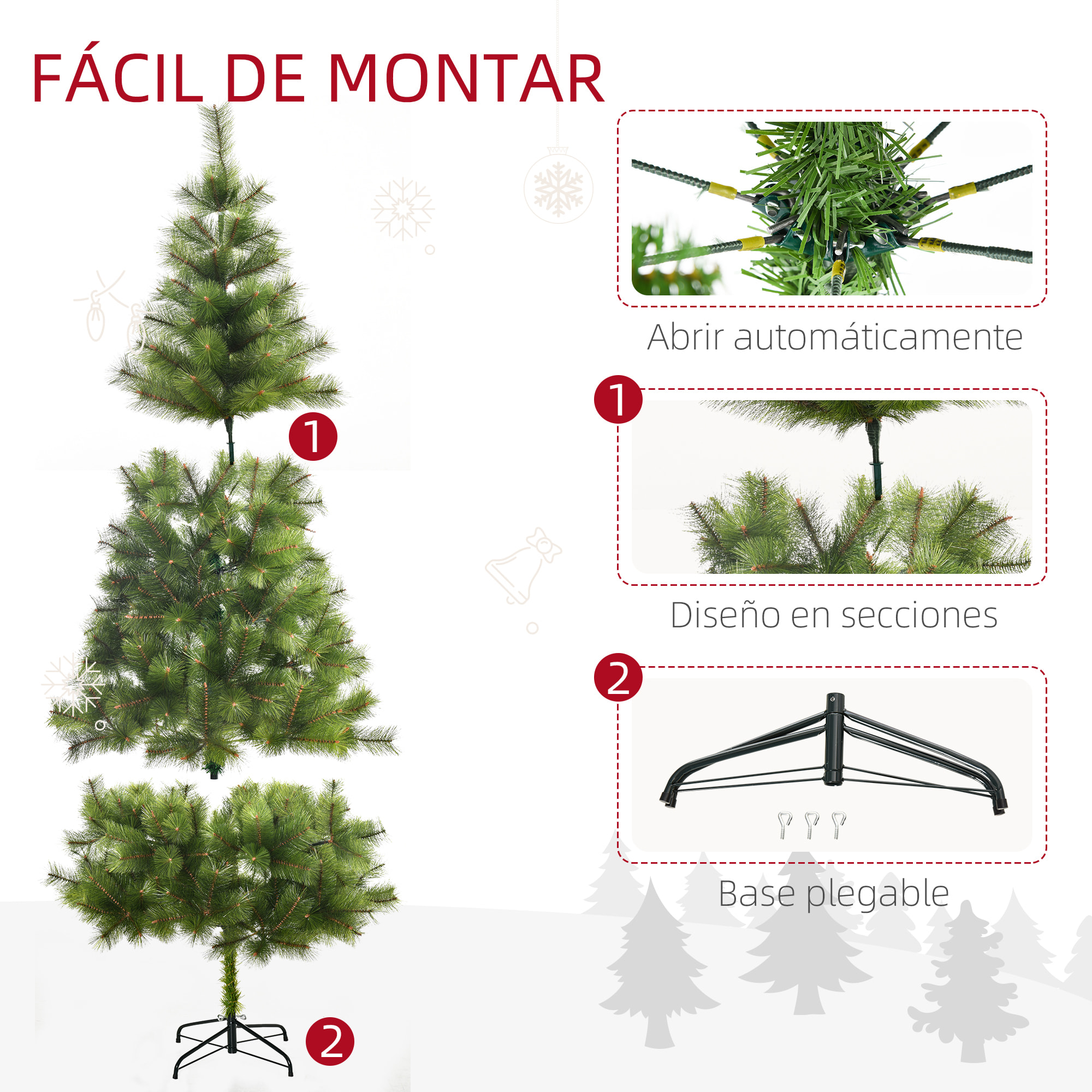 árbol de Navidad Artificial 90x210cm Verde
