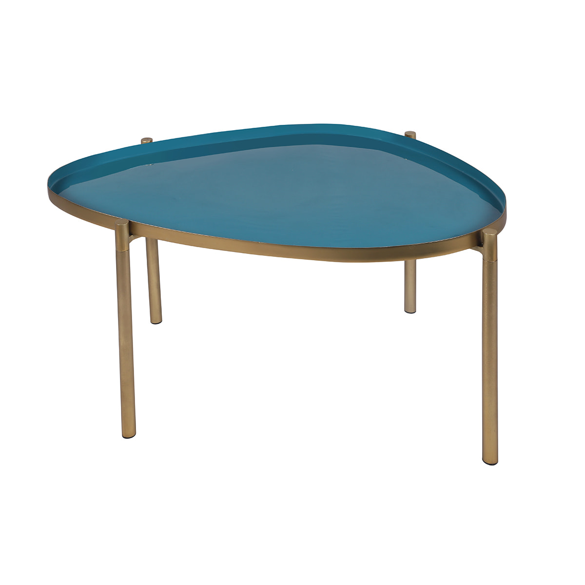 Tables basses gigognes laquées moutarde, bleu canard et bleu (lot de 3) ZURIA