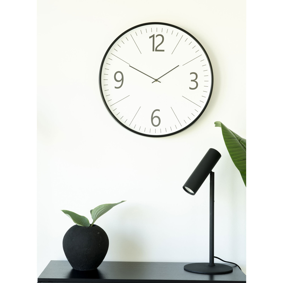 Orologio da parete Biel rotondo in vetro e plastica bianco e nero ø51 cm