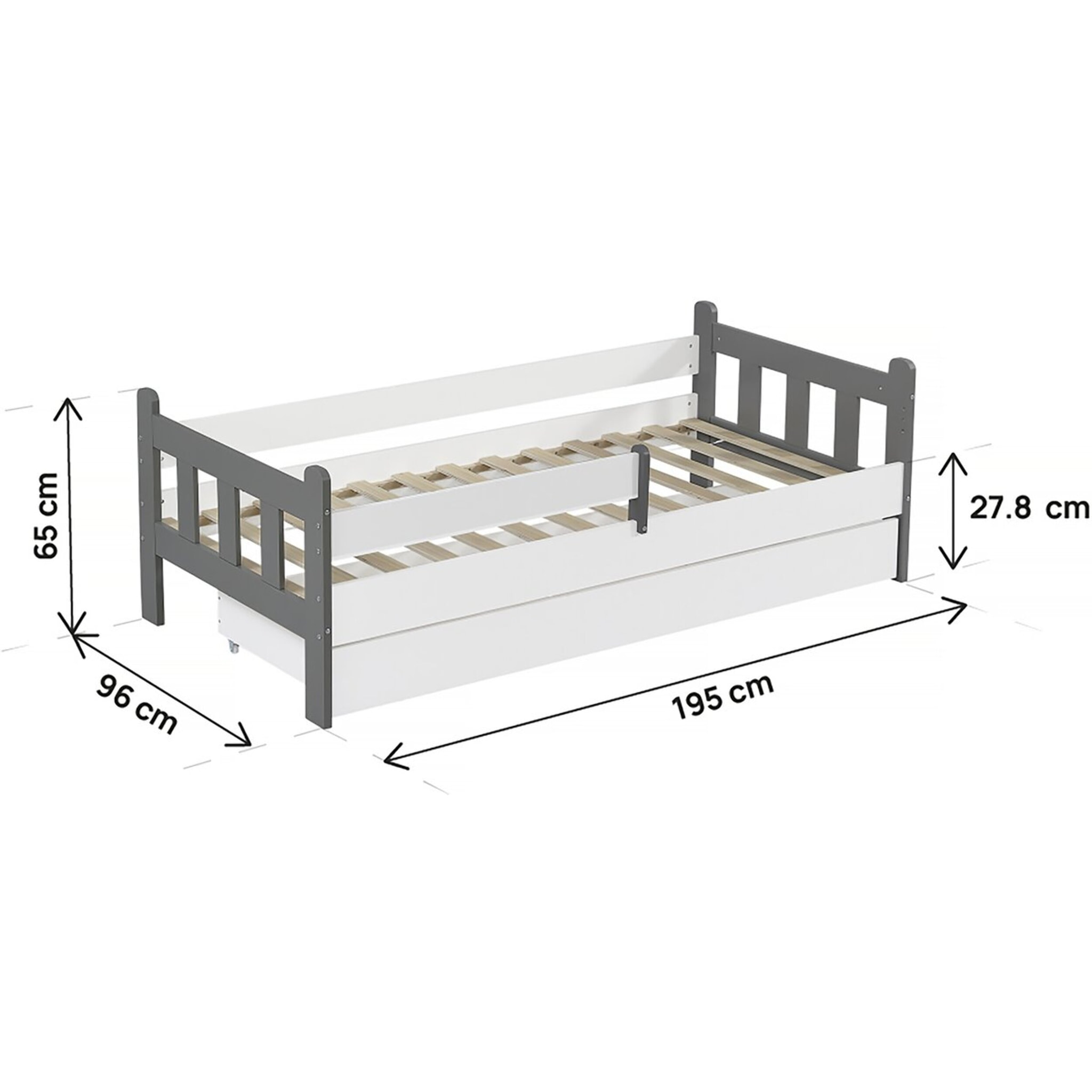 Lit gigogne pour enfant "Adria" - 90 x 190 cm - Blanc