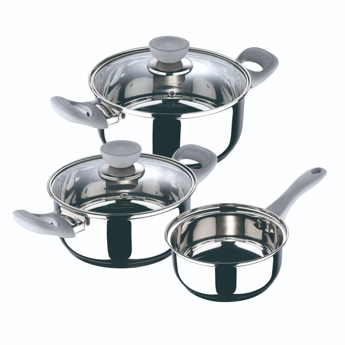 Set 5pc bateria cocina acero inox ind gris alexia