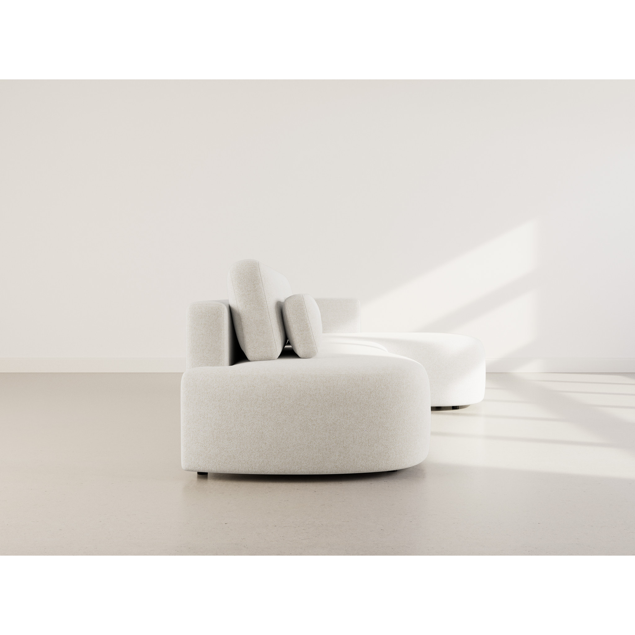 Mahina - canapé d'angle droit 4 places convertible avec coffre en tissu texturé - Beige