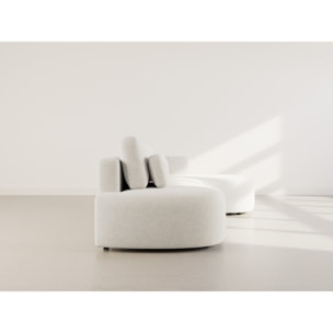 Mahina - canapé d'angle droit 4 places convertible avec coffre en tissu texturé - Beige