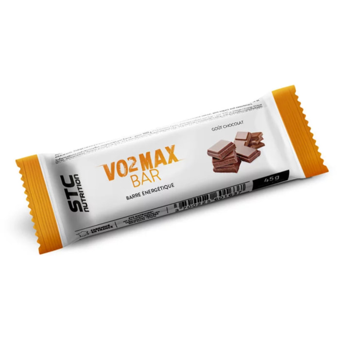 STC NUTRITION - VO2 Max Bar - Barre énergétique - Spéciale efforts longue durée - Glucides + Protéines (Whey) + Vitamines - Goût Banane, Chocolat ou Fruits Rouges - 5 barres - Chocolat