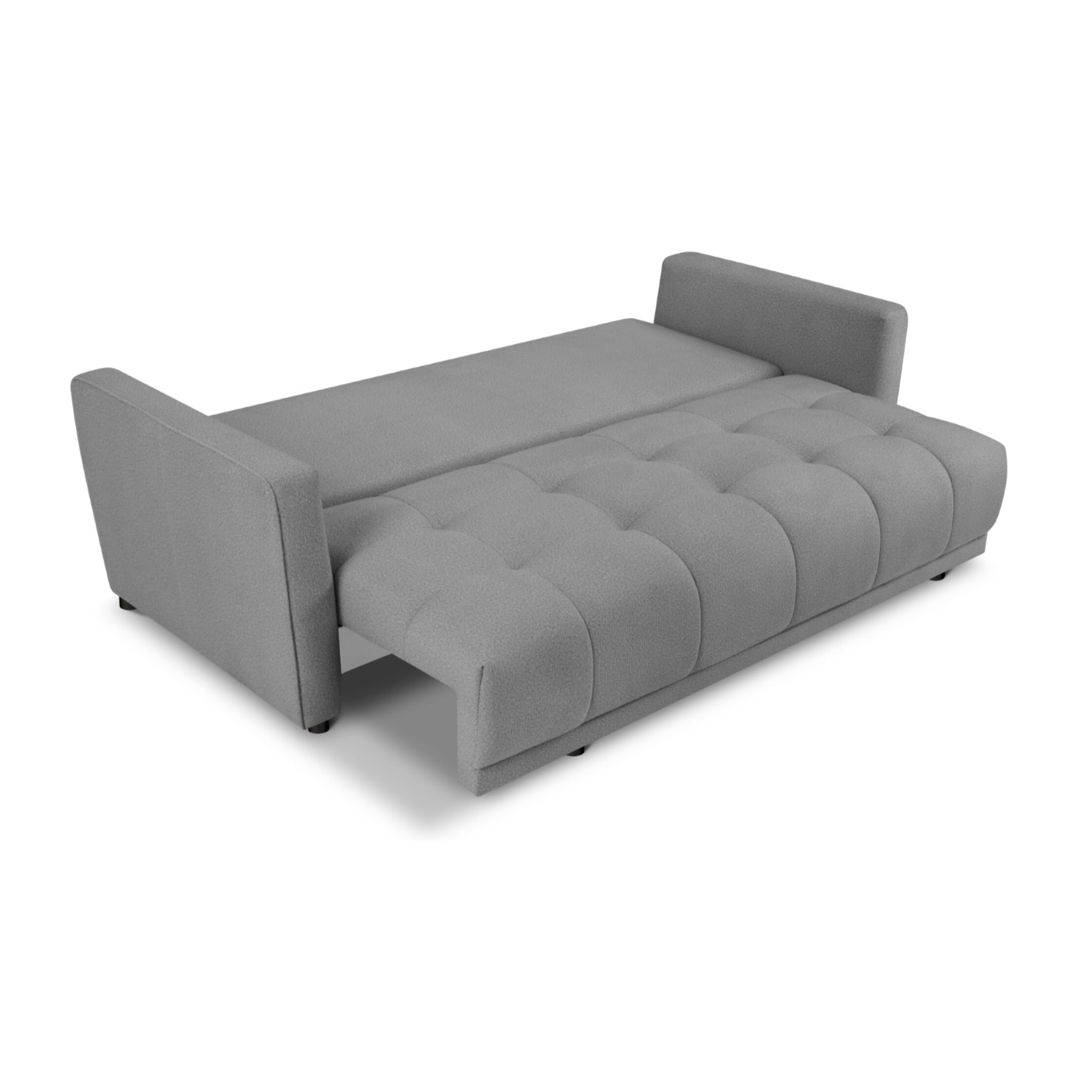 Canapé convertible avec coffre de rangement "Madrid" 3 places en tissu structurel gris