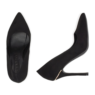 Décolleté nere in microfibra, tacco 11 cm