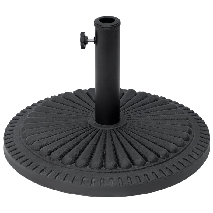 Pied de parasol base de lestage parasol rond ciment HDPE motif rosace Ø 49 cm poids net 15 Kg noir