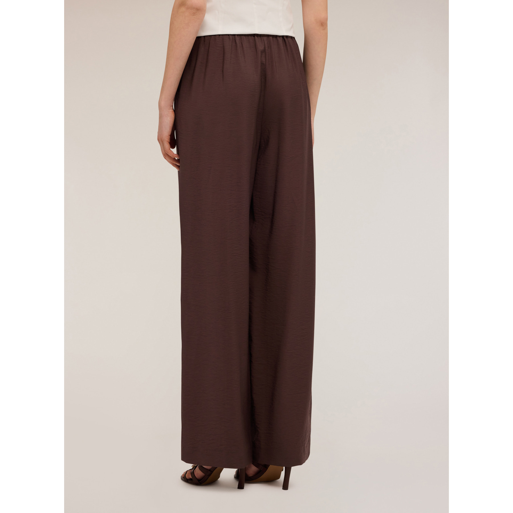 Motivi - Pantaloni palazzo in raso - Marrone