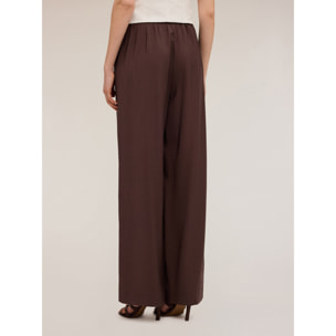 Motivi - Pantaloni palazzo in raso - Marrone