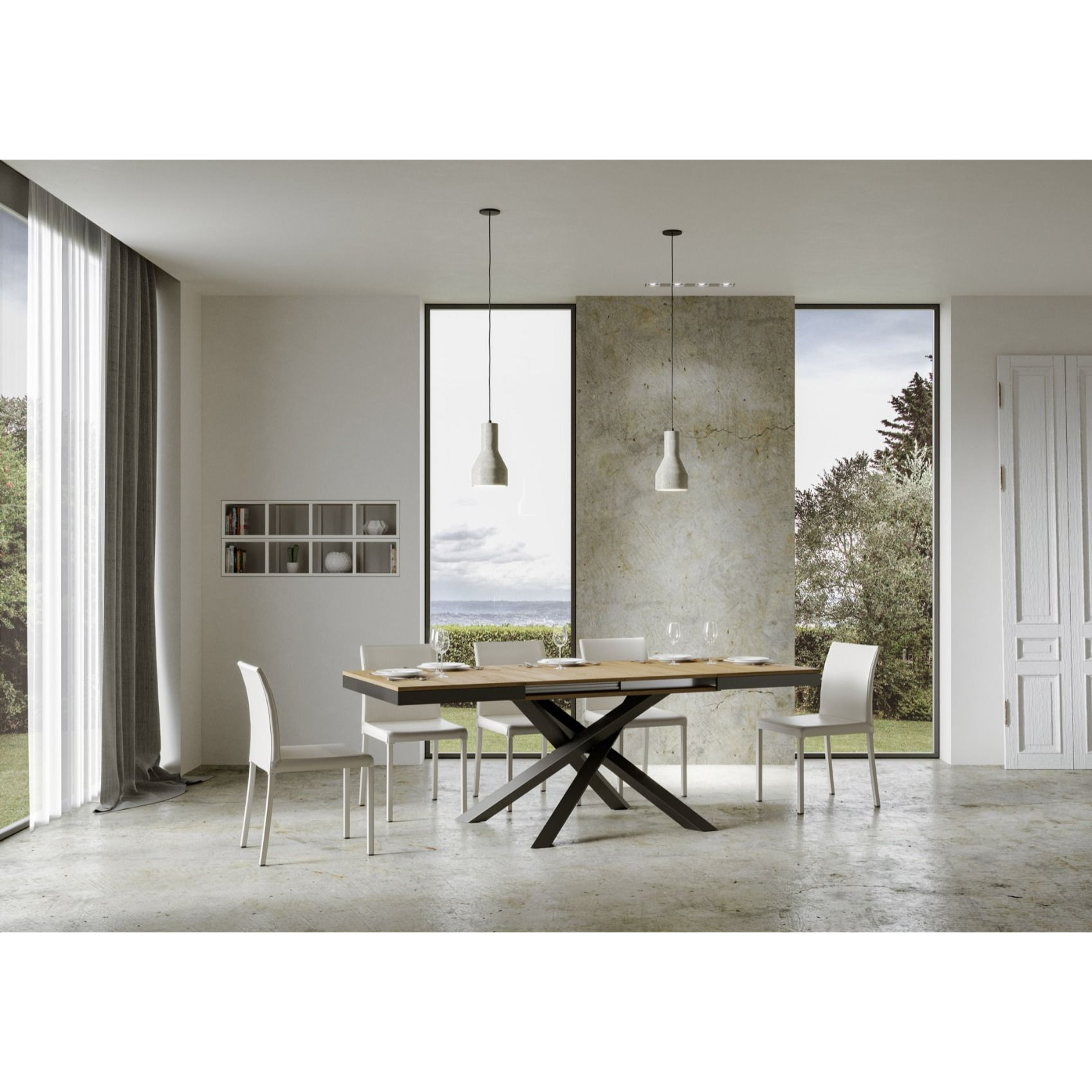 Mesa extensible 90x120/380 cm Volantis Evolution Roble Natural estructura Antracita