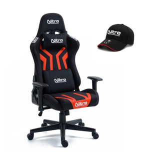 Poltrona da gaming in tessuto ed ecopelle rossa con cappello in omaggio - Flyco Pro