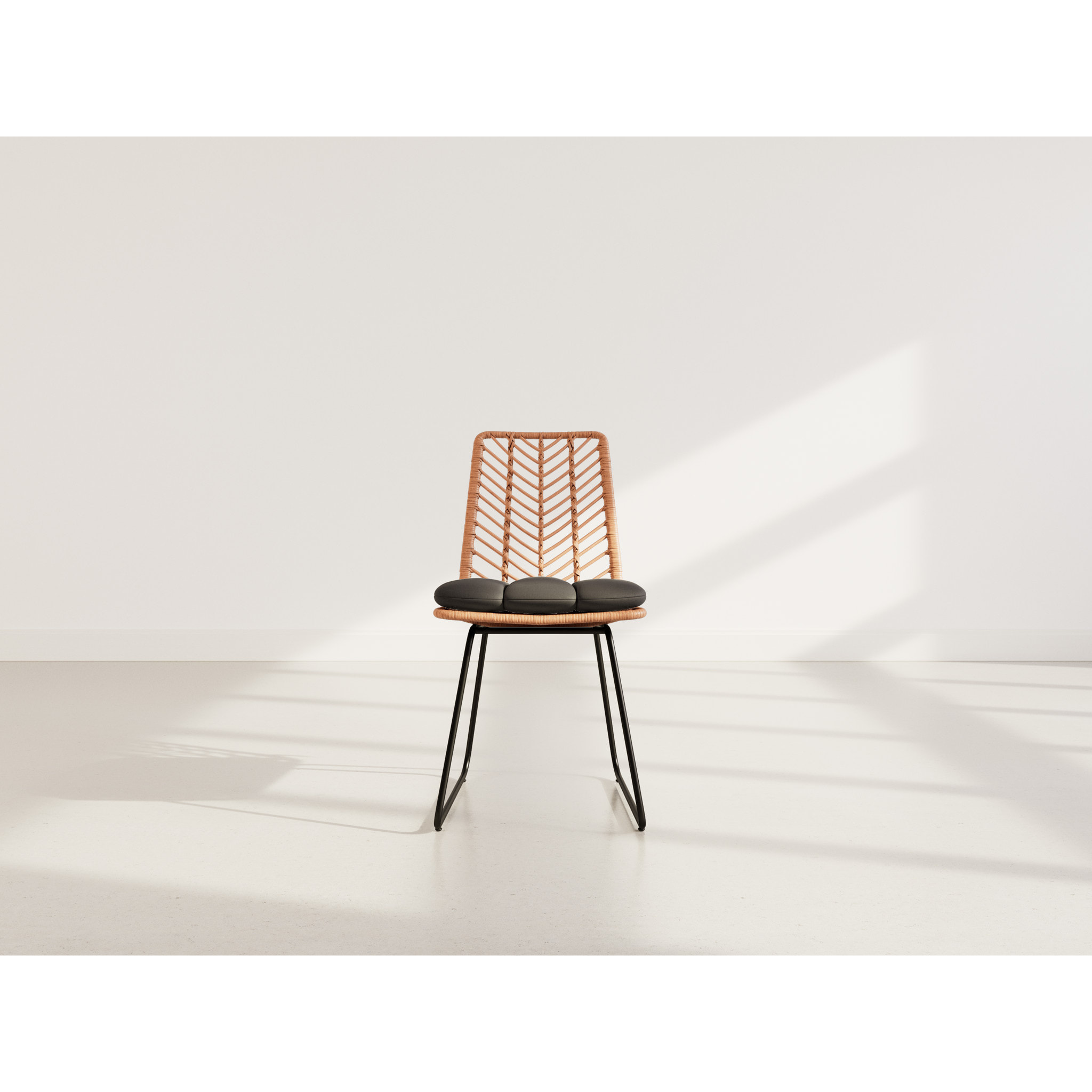 Forenza - lot de 4 chaises - effet rotin - coloris bois et noir - Noir / Bois