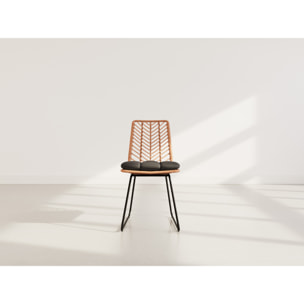 Forenza - lot de 4 chaises - effet rotin - coloris bois et noir - Noir / Bois