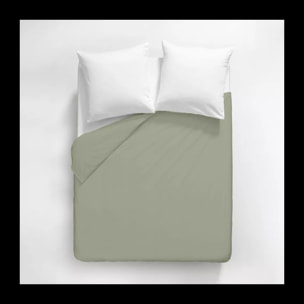 Housse de couette satin de coton uni vert Ava uni lichen