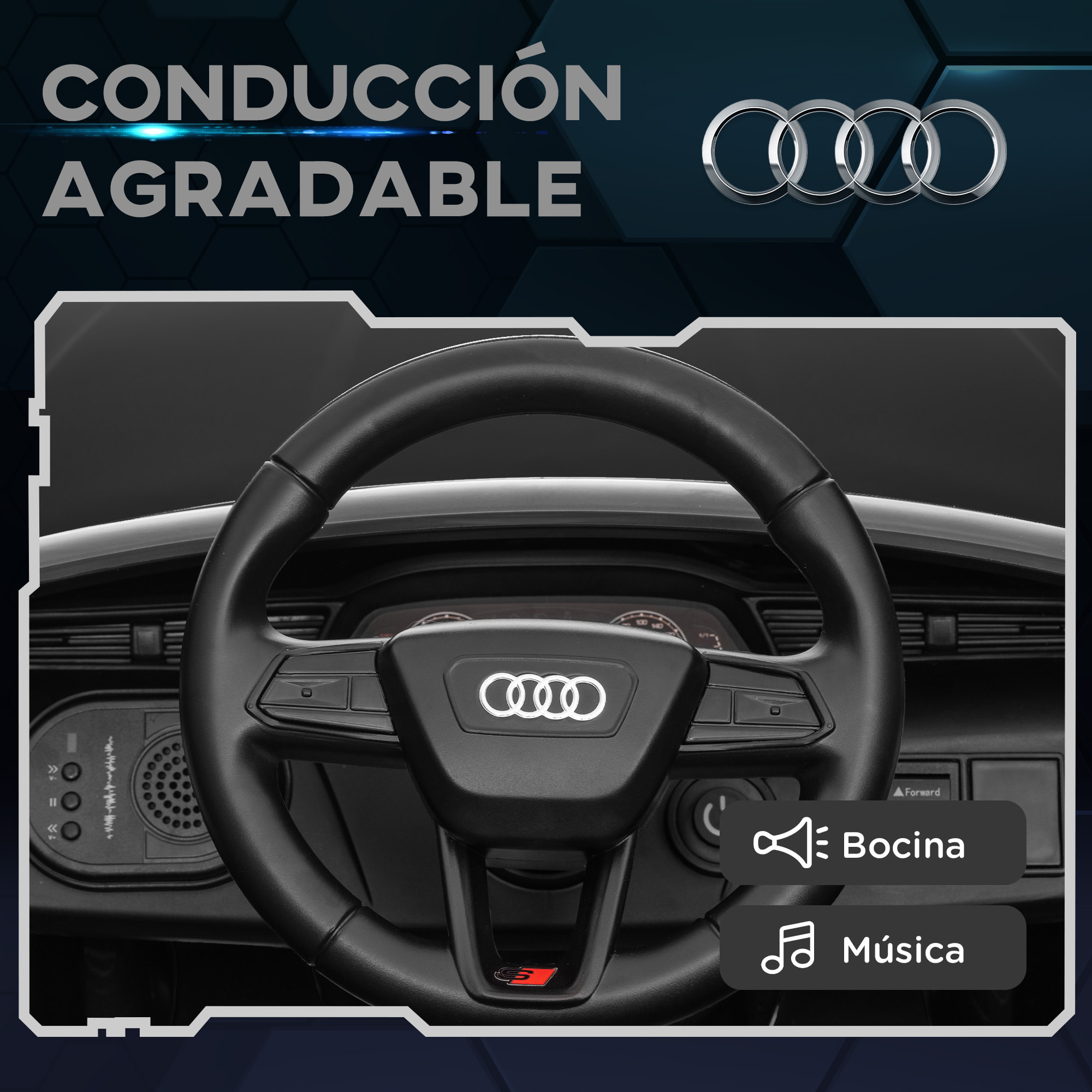 Coche Eléctrico para Niños de +3 Años Audi Q8 etron sportback Carro Eléctrico Infantil con Batería 12V Mando a Distancia Ruedas con Suspensión de Muelles Faros Bocina y Música Negro