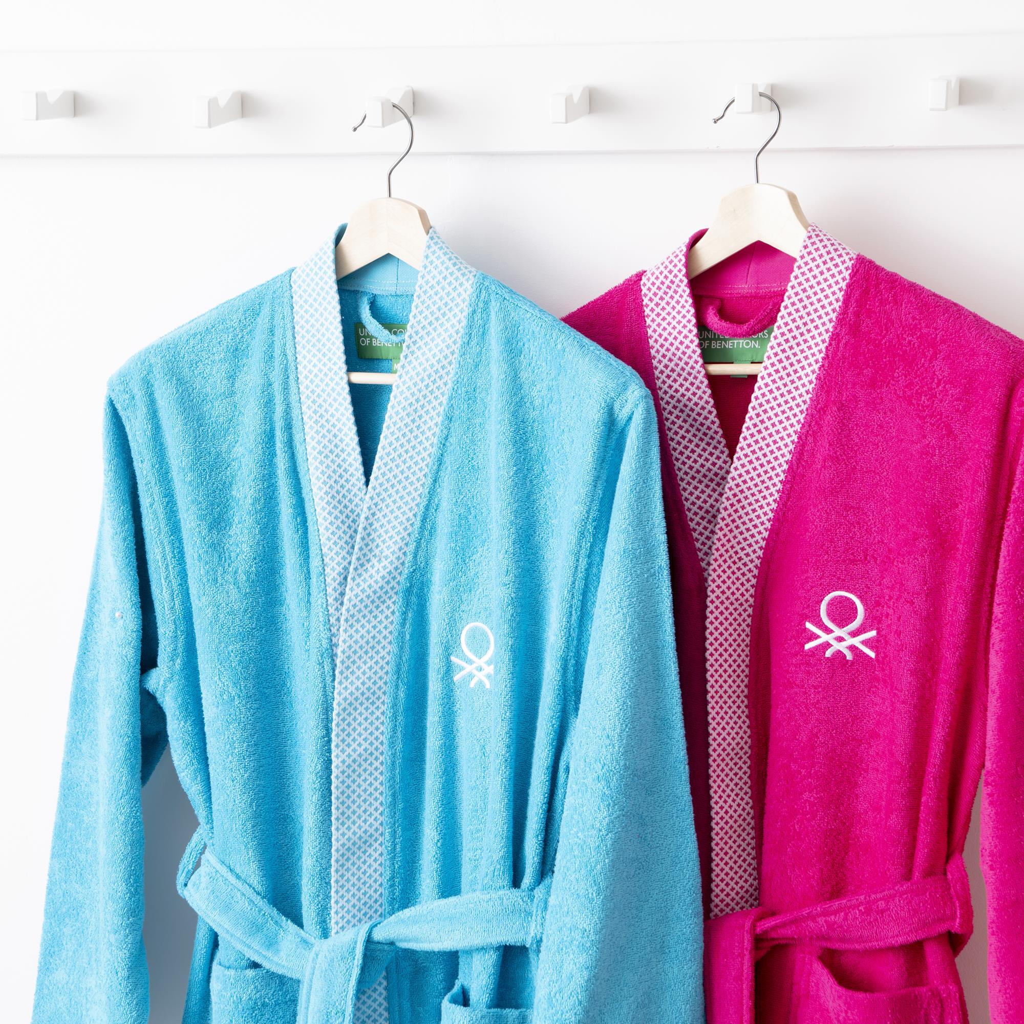 Albornoz 380gsm 100%algodón con ribete jacquard morado summer benetton