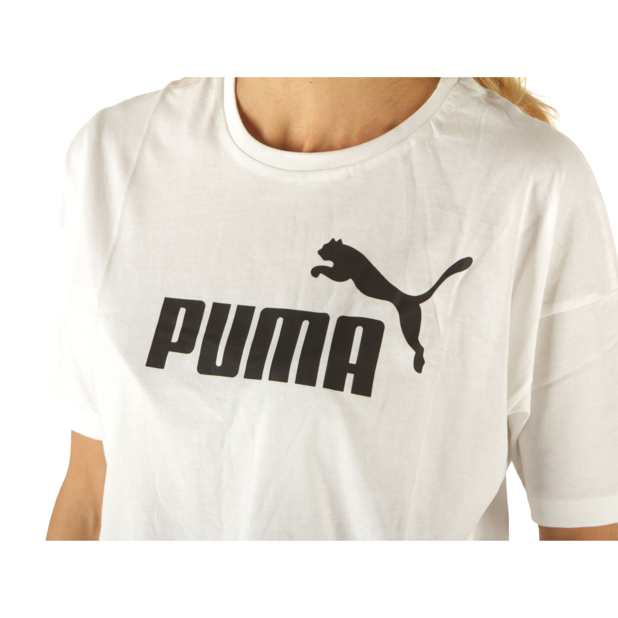 T-Shirt Puma Cropped Logo Tee Bianco