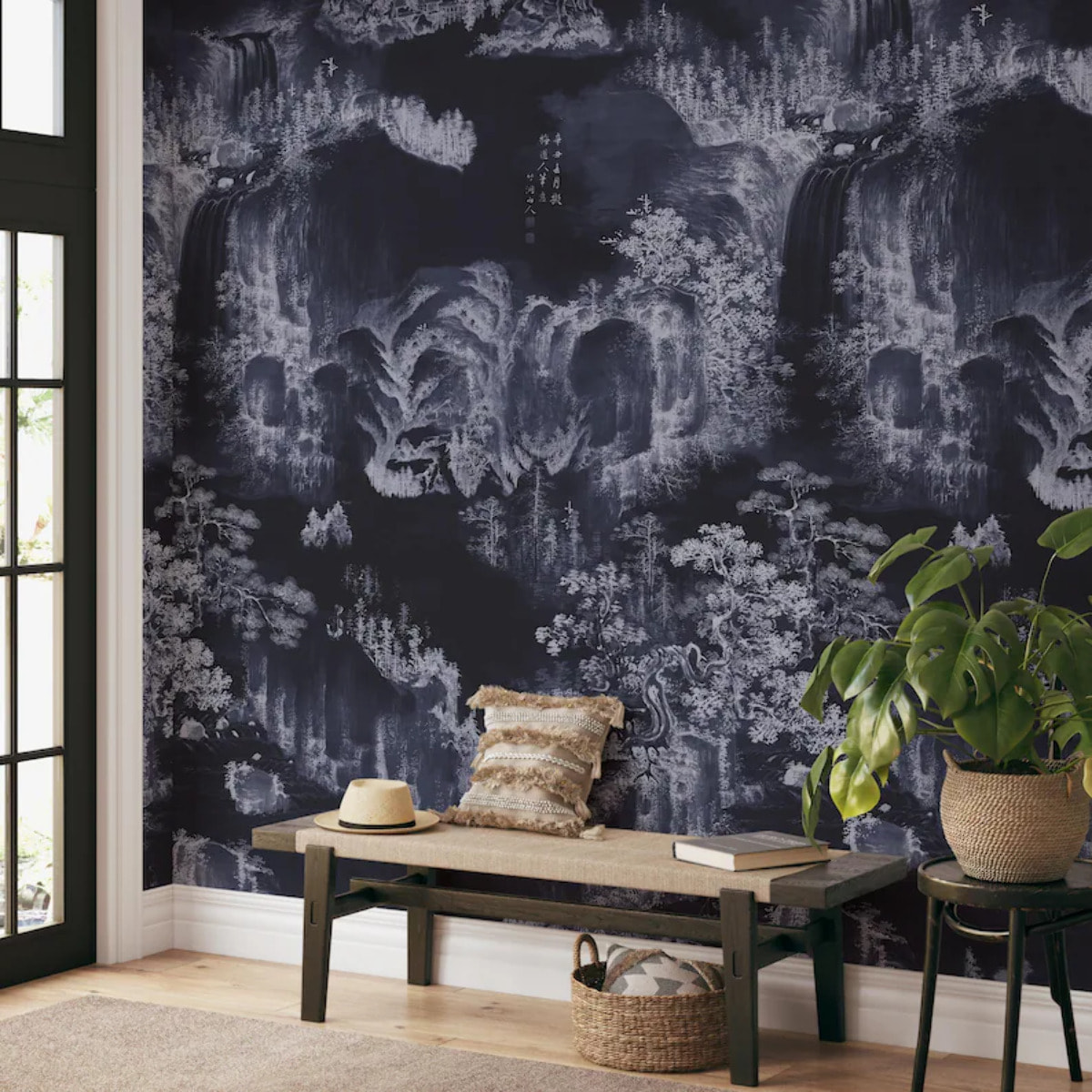 Carta da Parati Murale Asiatica Blu Notte