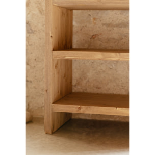 Étagère à chaussures en bois massif ton chêne moyen 80x60cm Hauteur: 80 Longueur: 60 Largeur: 35