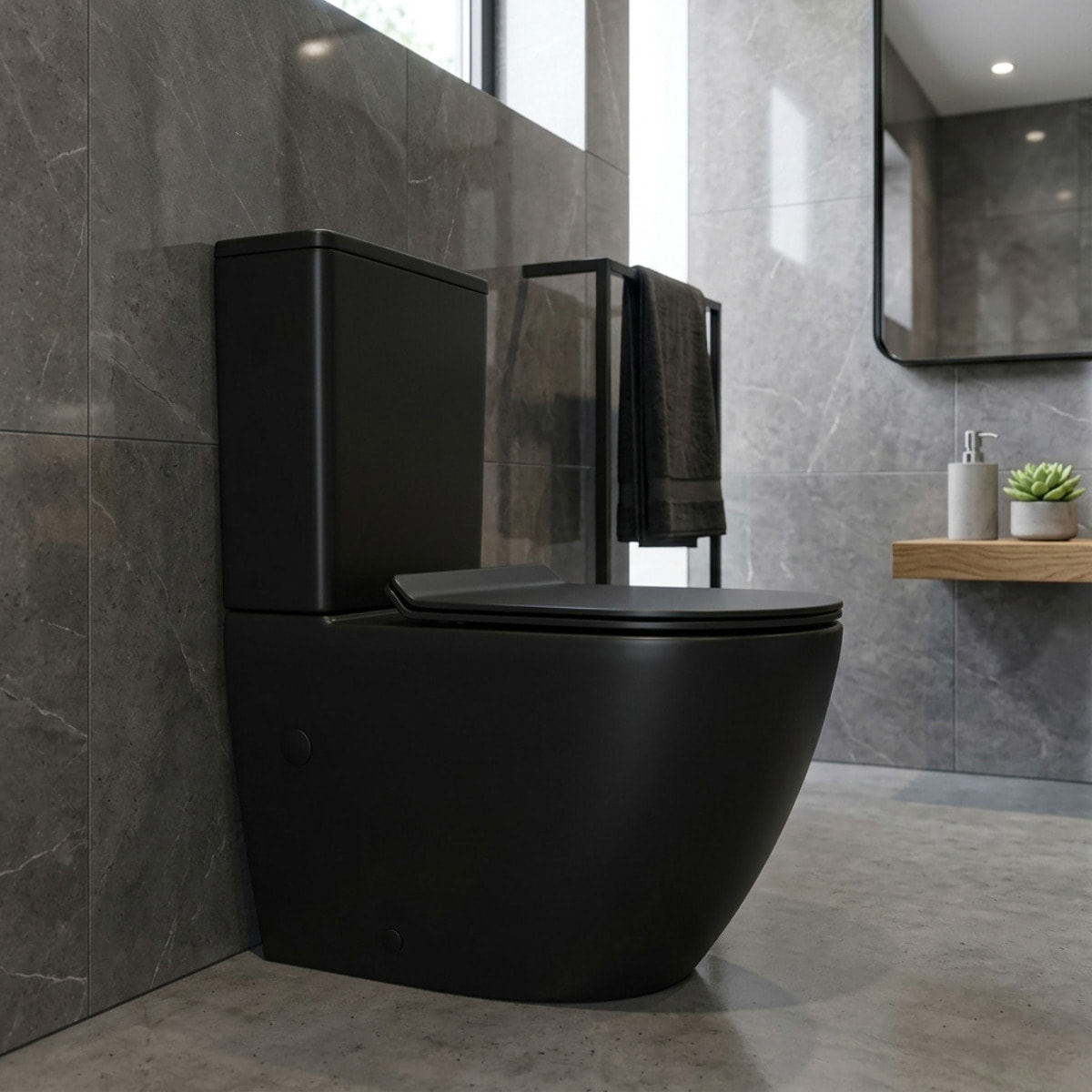 PixL WC à poser sans bride + abattant SoftClose + réservoir de chasse, alimentation par le bas, noir mat (CEPX030RREXVPBKMBI)