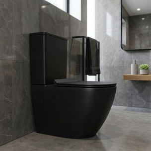 PixL WC à poser sans bride + abattant SoftClose + réservoir de chasse, alimentation par le bas, noir mat (CEPX030RREXVPBKMBI)