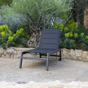 Bain de soleil BARBADOS en textilène noir - aluminium gris anthracite