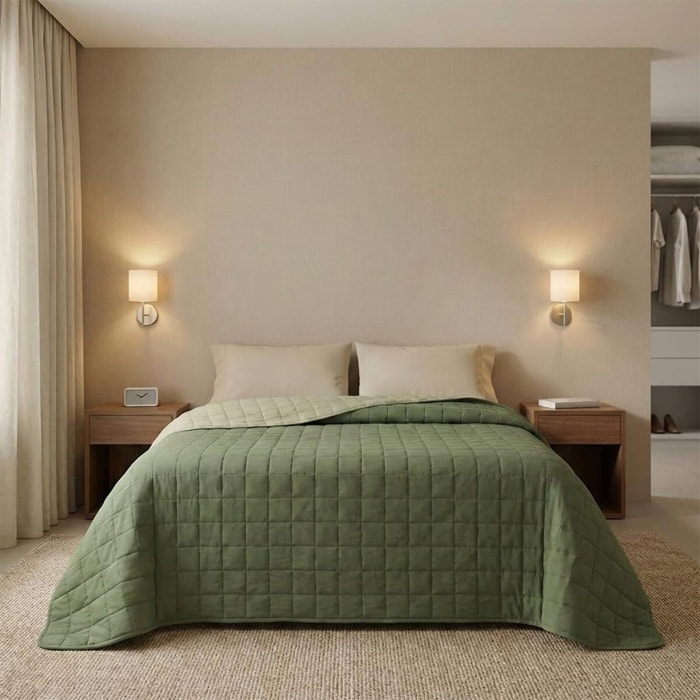 Copriletto estivo leggero double face 170x260 cm, trapunta estiva traspirante e morbida, coperta primaverile elegante e moderna, design reversibile per doppio stile, ideale per stagione calda, resistente e facile da lavare