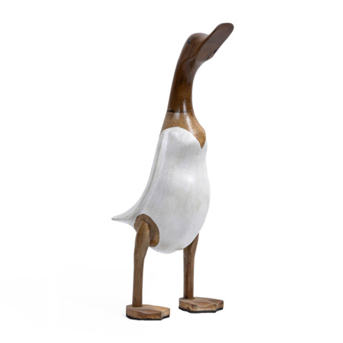 Statue H. 40 cm canard maillot blanc en bois de teck - DUCK