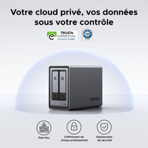 Serveur NAS UGREEN 2 baies DXP2800 Gris anodisé