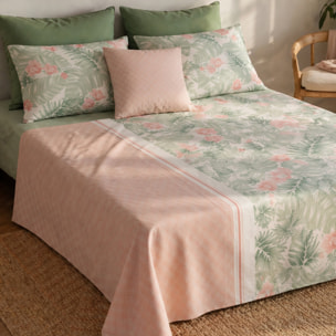 Parure de draps imprimé 100% coton - bora - rose clair