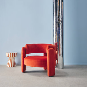 Fauteuil tripode en velours orange